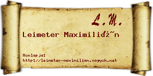 Leimeter Maximilián névjegykártya